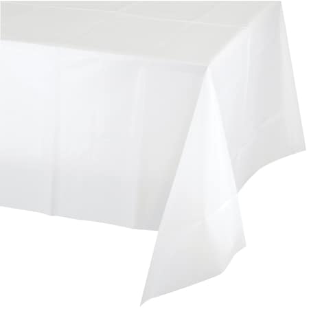 Touch Of Color White Plastic Tablecloth, 108"x54", 12PK 01255